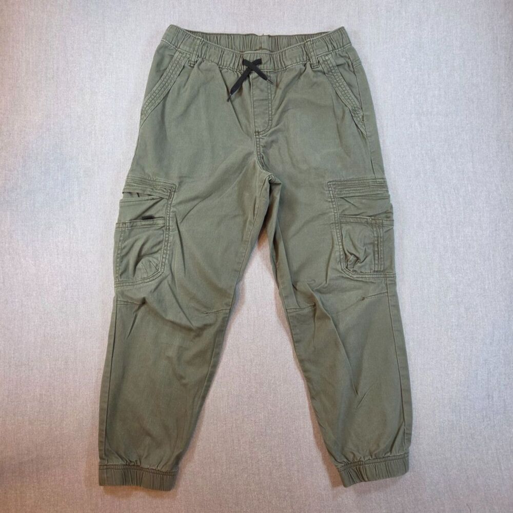 Wrangler Boys Size 14 Husky Olive Green Cargo Jogger Pants Drawstring Stretch